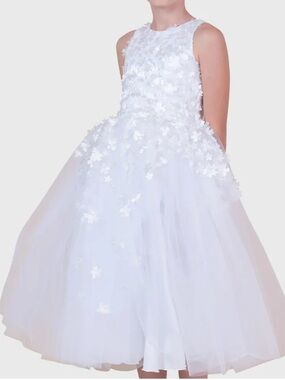 Zoe LTD Girl's Lauren 3D Flower Embellished Tulle Dress Size 10